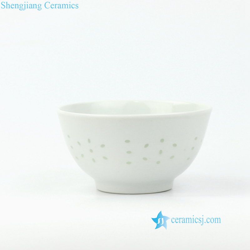 White porcelain bowl with rice hole