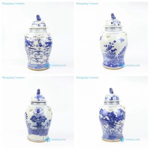 RZMV30123 Hand painted lion top lid porcelain antique jar for hotel decoration