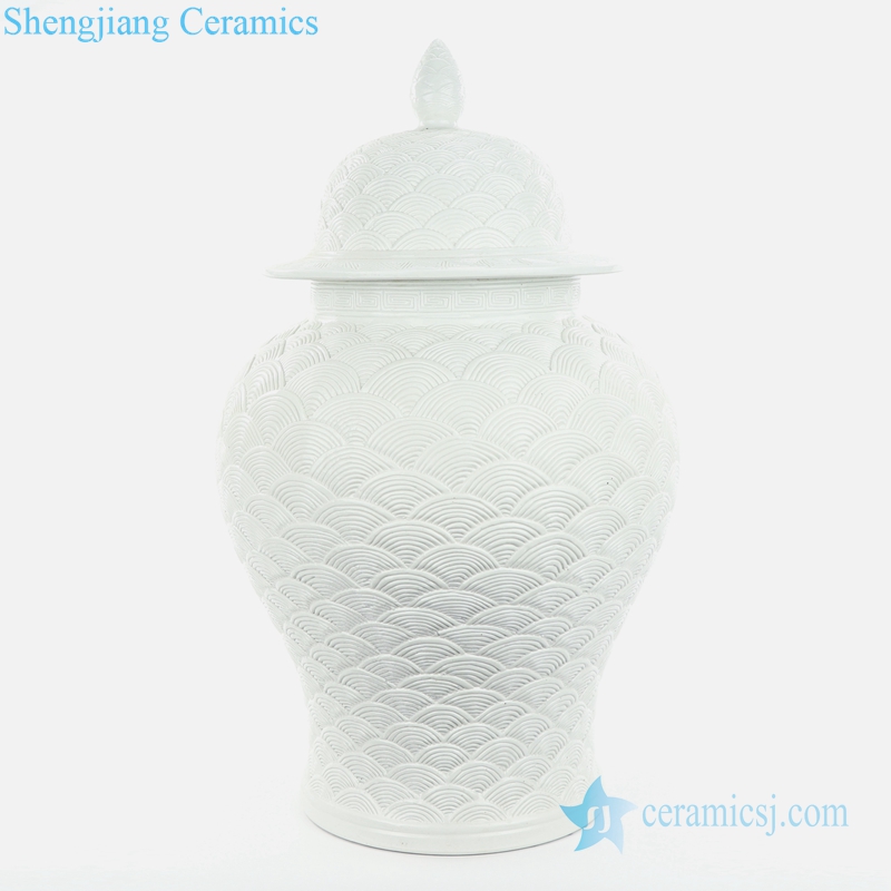 white sea wave scale ceramic jar