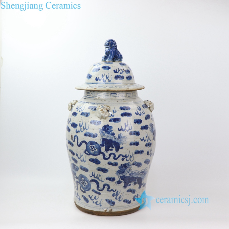 old style floral porcelain jar