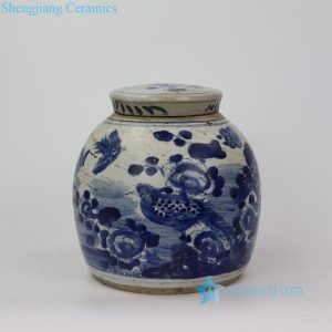 RZEY16-A Round body blue and white porcelain sealed jar with lid