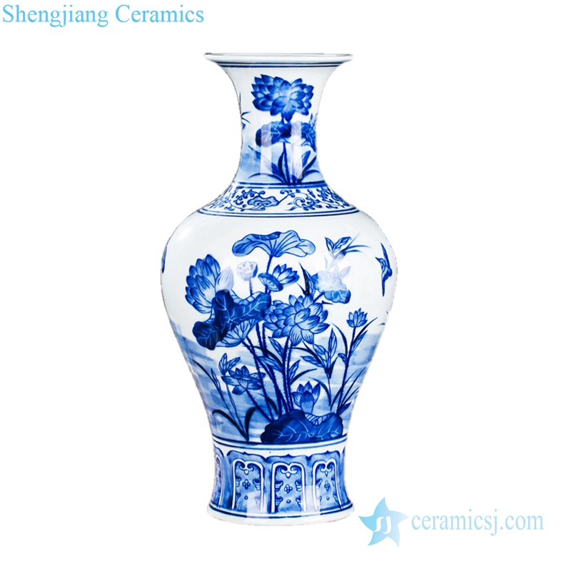 long neck lotus porcelain vase