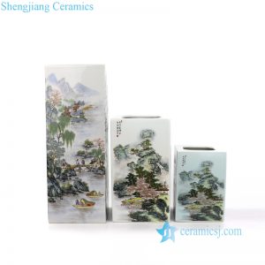 RZNW3023 Hand painted colorful landscape porcelain set of 3 vases