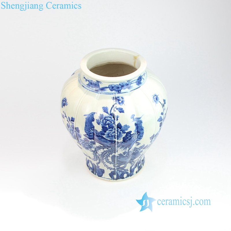 couple phoenix ceramic vase with arris
