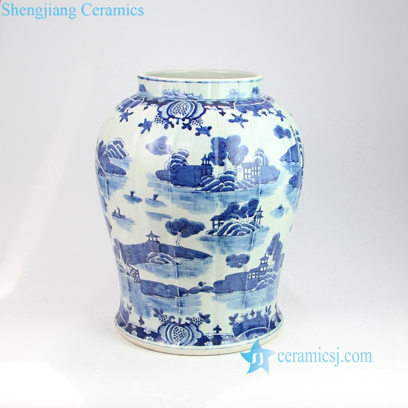 ancient China water town architecture vase
