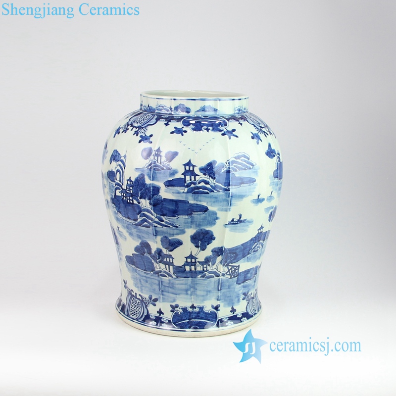 ancient China water town architecture vase