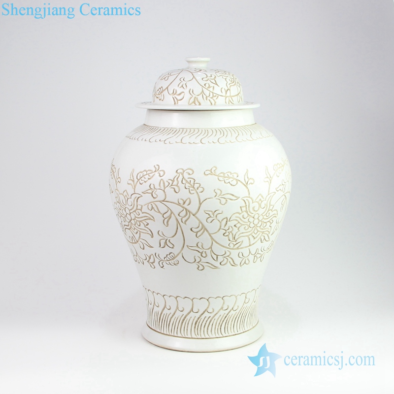 Korean style hand carved porcelain jar