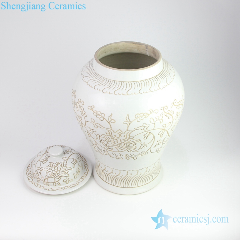 Korean style hand carved porcelain jar