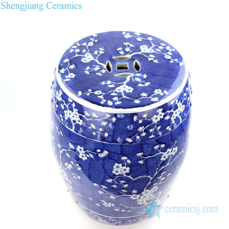 blue cherry blossom tree porcelain seat