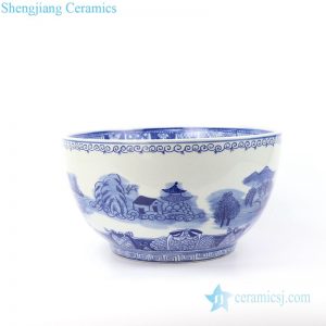 RYLU158-A Hand painted landscape design ceramic fish bowl