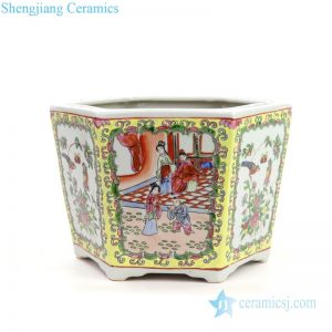 RYSZ05 Antique famille rose porcelain with portraiture design flower pot