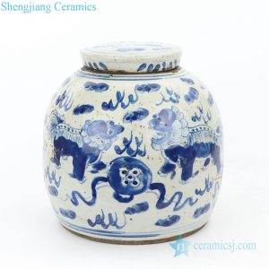 RZEY16-S-D Shengjiang high quality ceramic with lion design tea jar