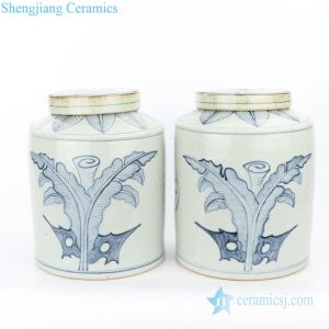 RZFB05 Chinese traditional style ceramic with leaves design tea jar