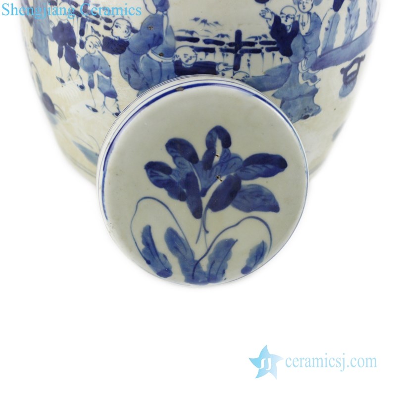 traditional blue and white ceramic tea jar with lid