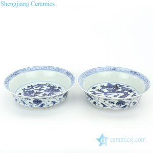 RZHL32-A-B Hand drawing blue and white ceramic with various pattern plate