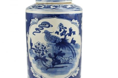 RZKT02-C High skill hand drawing ceramic with flower and bird design tea jar