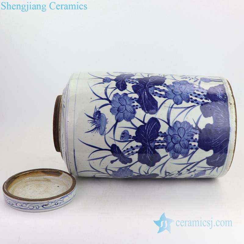 floral design ceramic tea jar