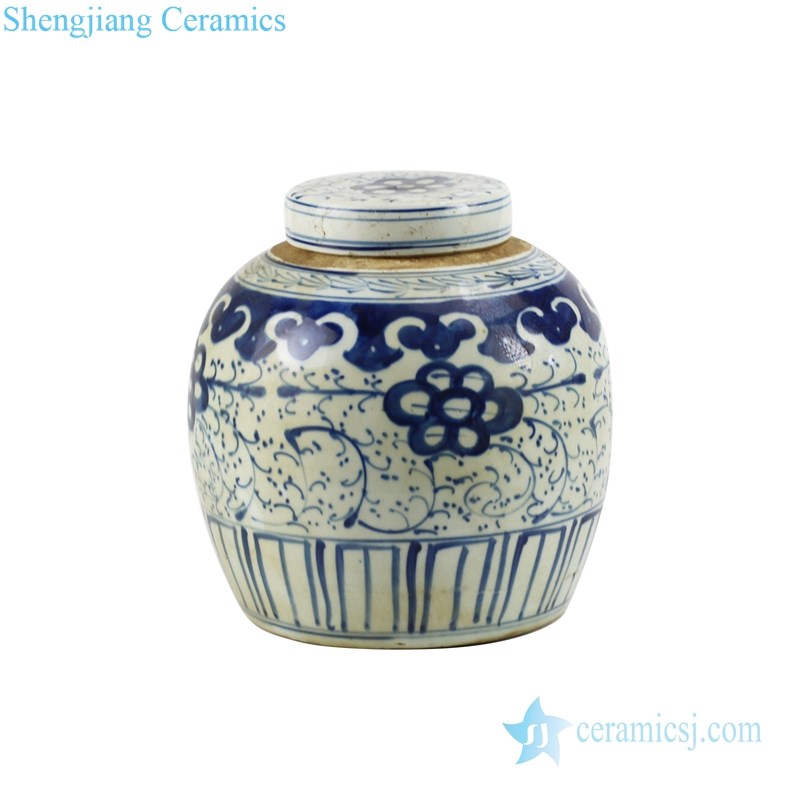 chinese peony design ceramic tea jar