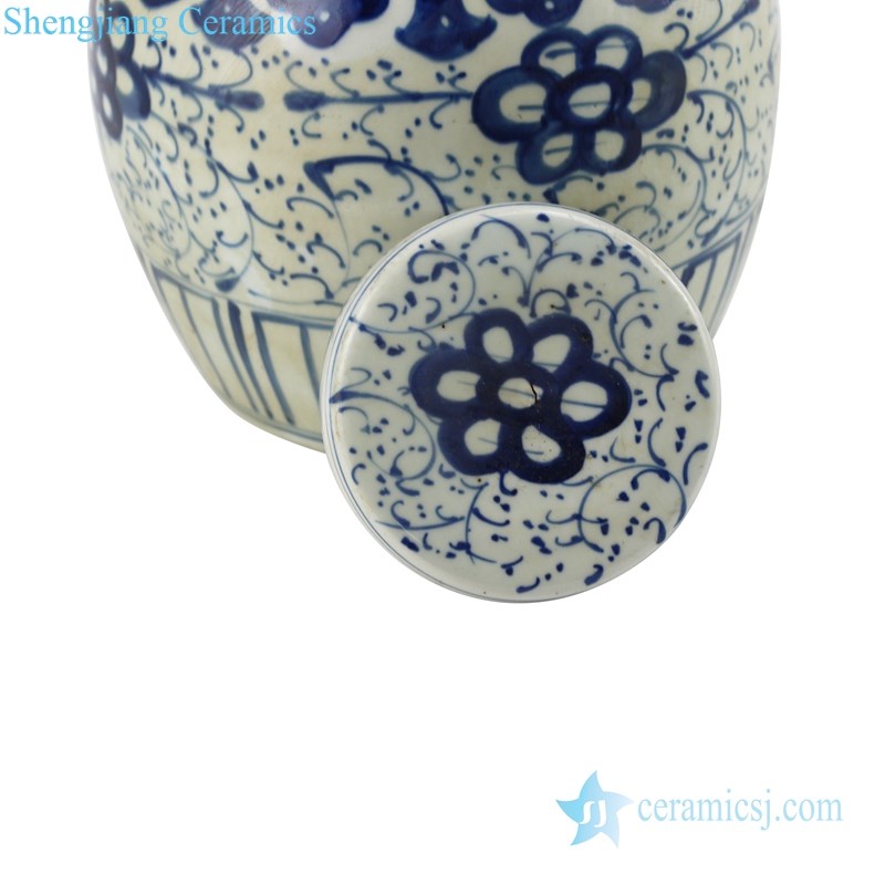 chinese peony design ceramic tea jar