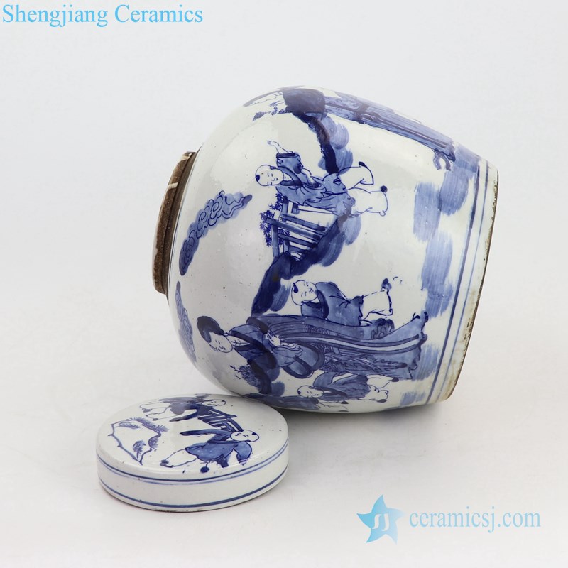 free hand drawing ceramic tea jar