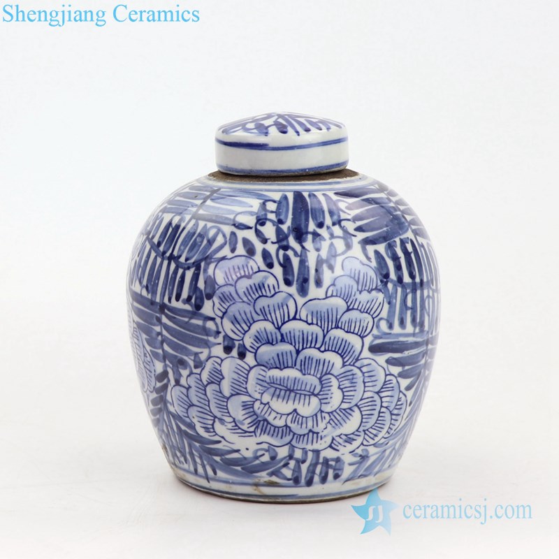 beautiful peony design ceramic tea jar