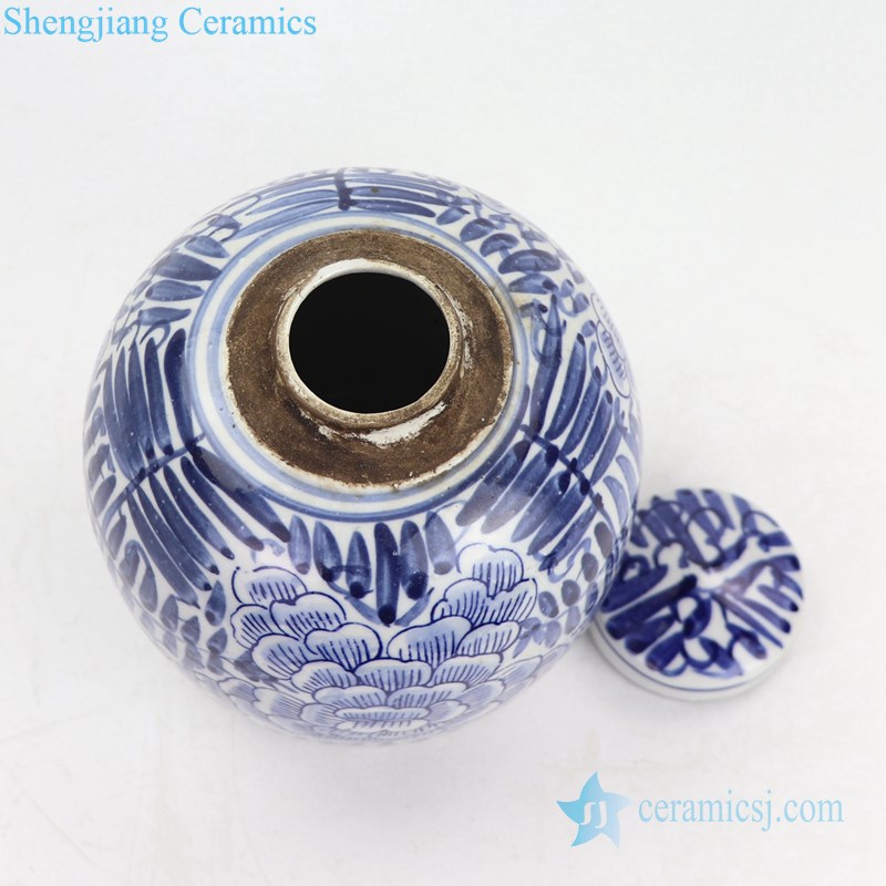 beautiful peony design ceramic tea jar