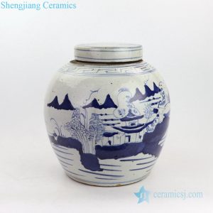 RZKT19-B Traditional fantastic landscape design ceramic jar