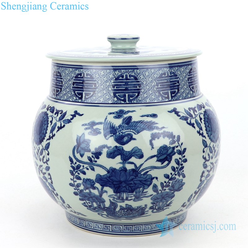 round covered ceramic tea jar