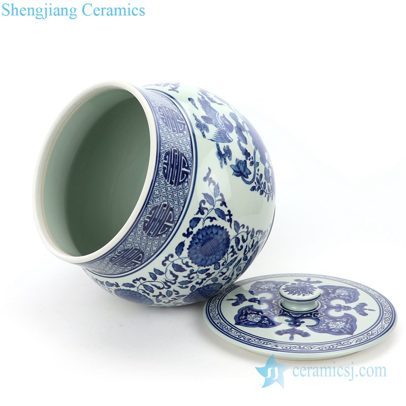 round covered ceramic tea jar