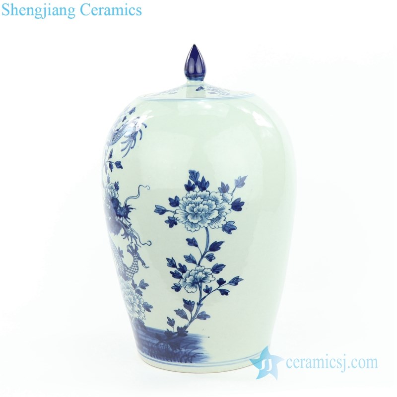dragon floral ceramic jar