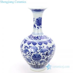 RZNJ06 Refractory hand painted interlocking branches of lotus design ceramic vase