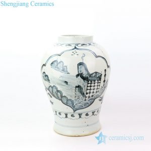 RZOX01 Shengjiang factory produce antique ceramic with hand painted pattern vase