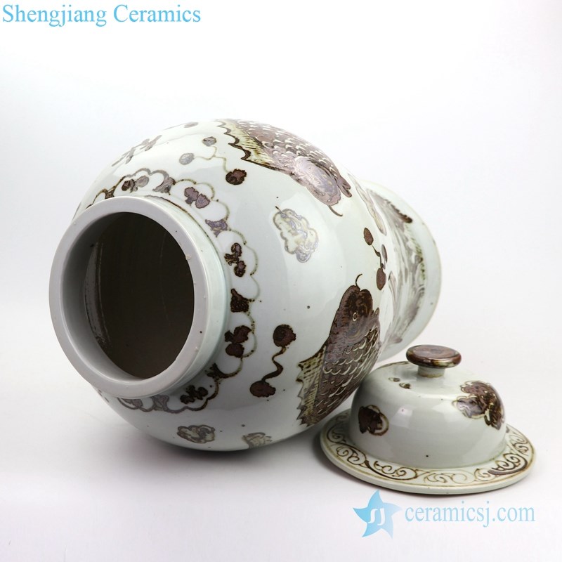 ancient ceramic jar with fish design