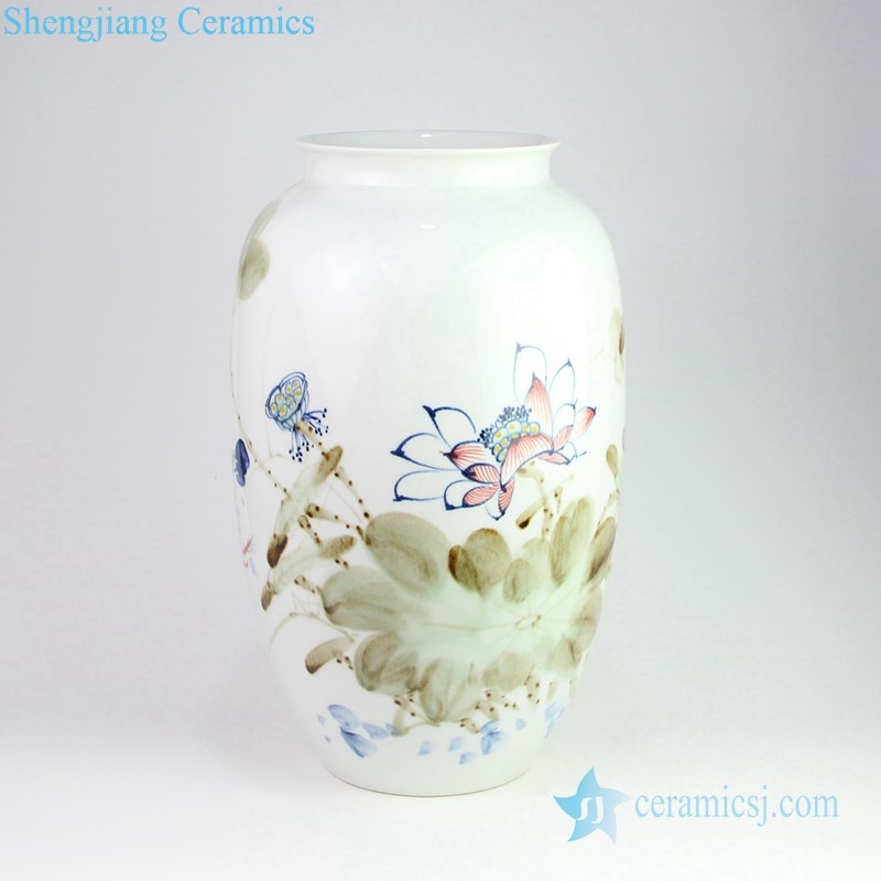 colorful lotus fish pond porcelain vase
