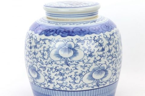 RZPI24-A Chinese traditional ceramic with design of interlocking branches of peony tea jar