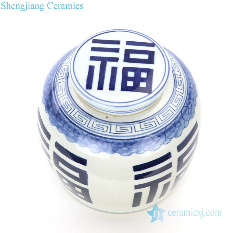 blue and white ceramic pot means good fortune