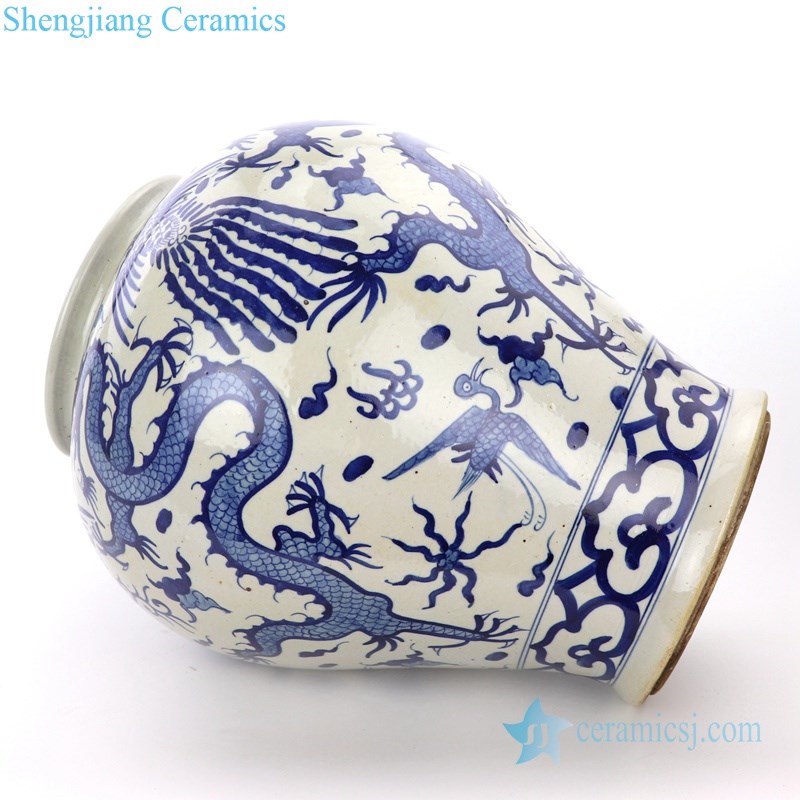 pure hand ceramic jar with dragon pattern
