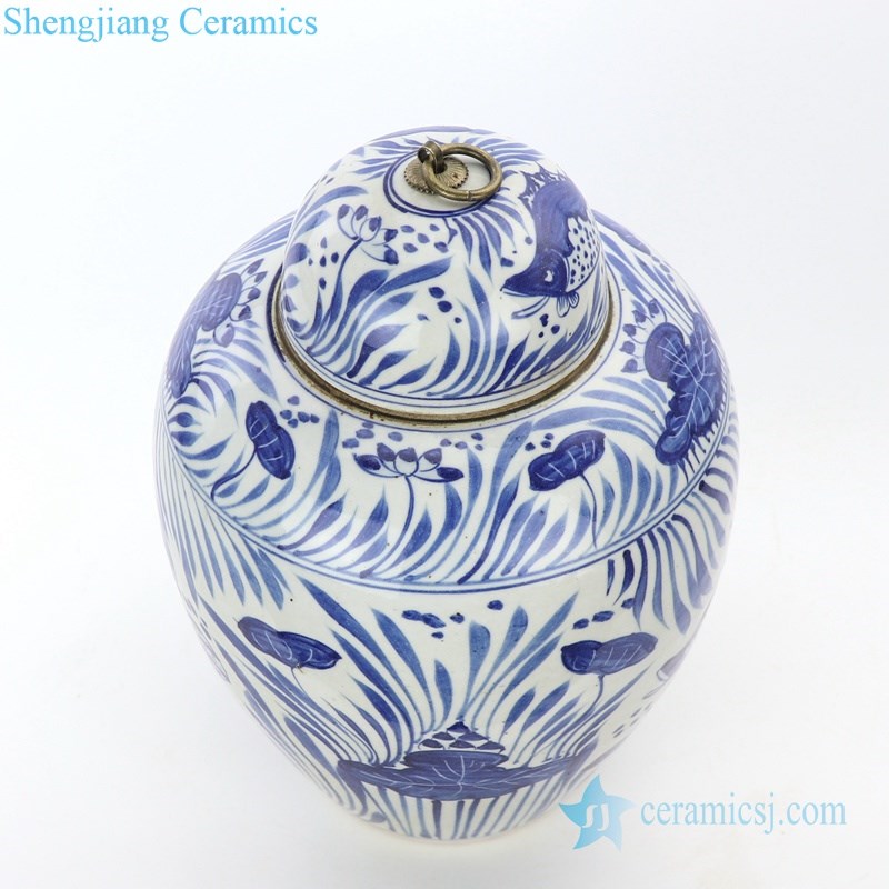 high end hand painted ceramic tea jar