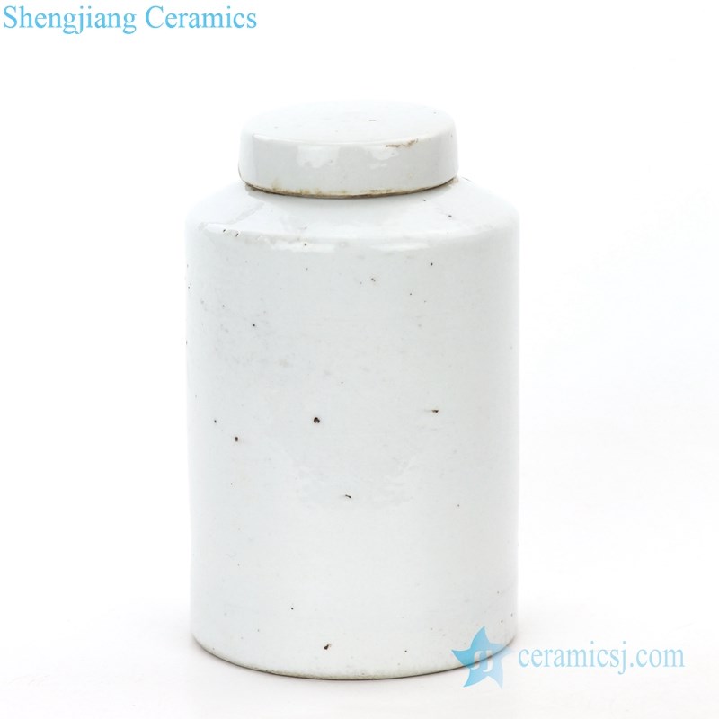white ceramic tea jar with lid