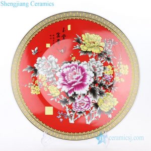 RZPK01 Chinese style ceramic with colorful flowers design plate