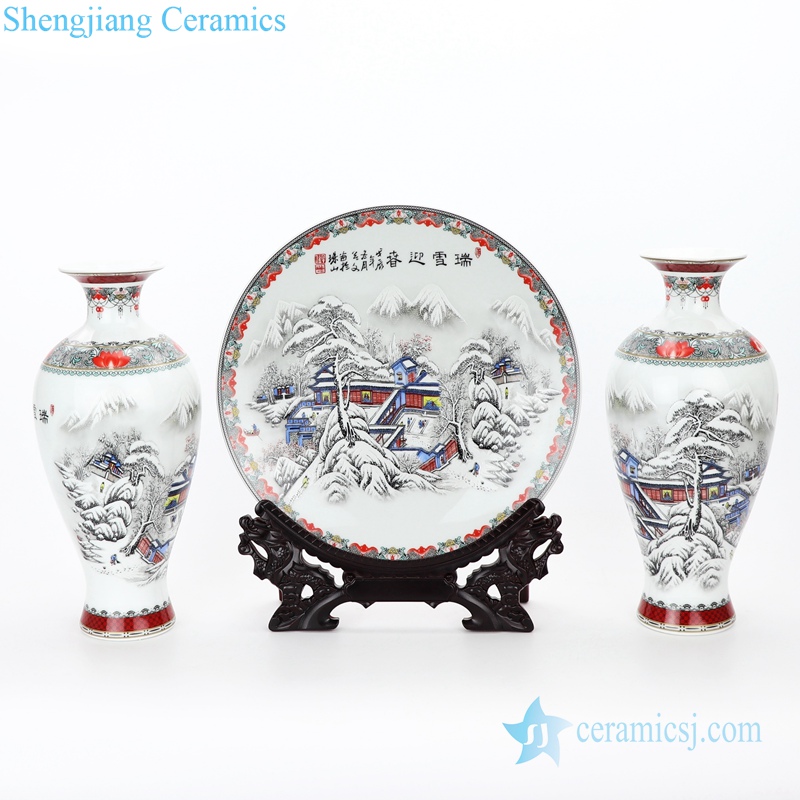 ancient decorative ceramic vase and plate