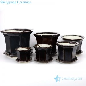 RZPR01 Jingdezhen hot sale black various sizes ceramic planter