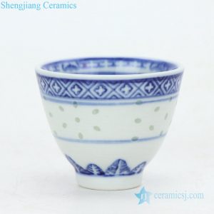 RZPU01 Shengjiang company hot sale blue and white ceramic tea cup