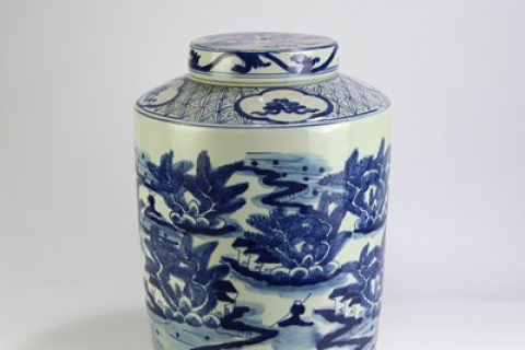 RZFZ08 Shengjiang purely manual ceramic with landscape design tea jar