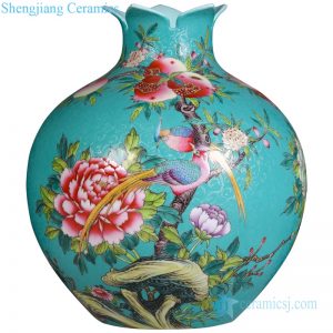 RYHV32 Qing Dynasty Qianlong period needle painting bird floral porcelain vase