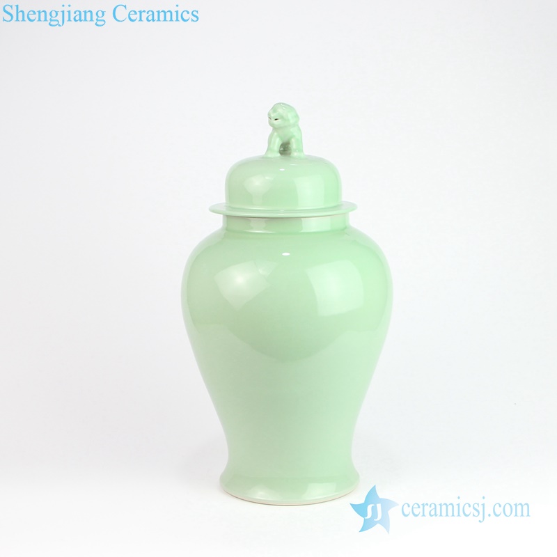 lion apex green porcelain jar
