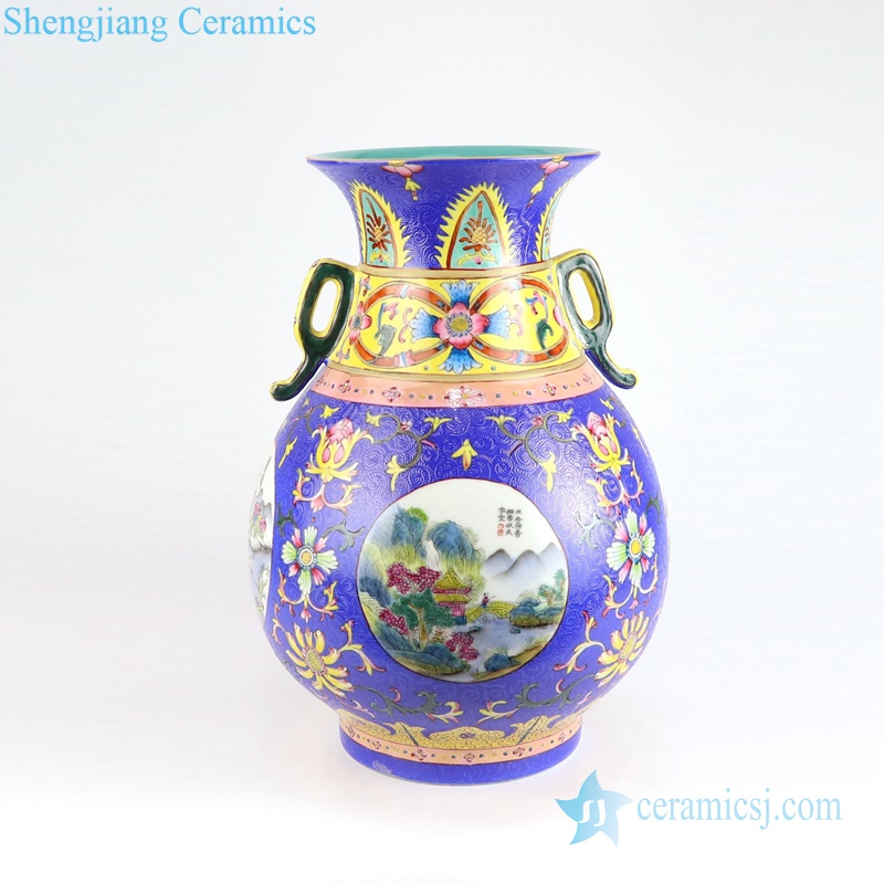 blue hand paint porcelain vase