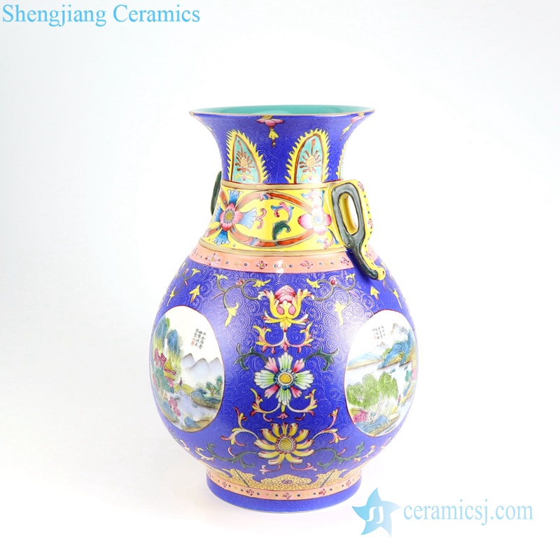 blue hand paint porcelain vase