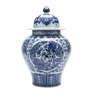 RZLG43 Archaize hand-painted blue and white wound window dragon general pot