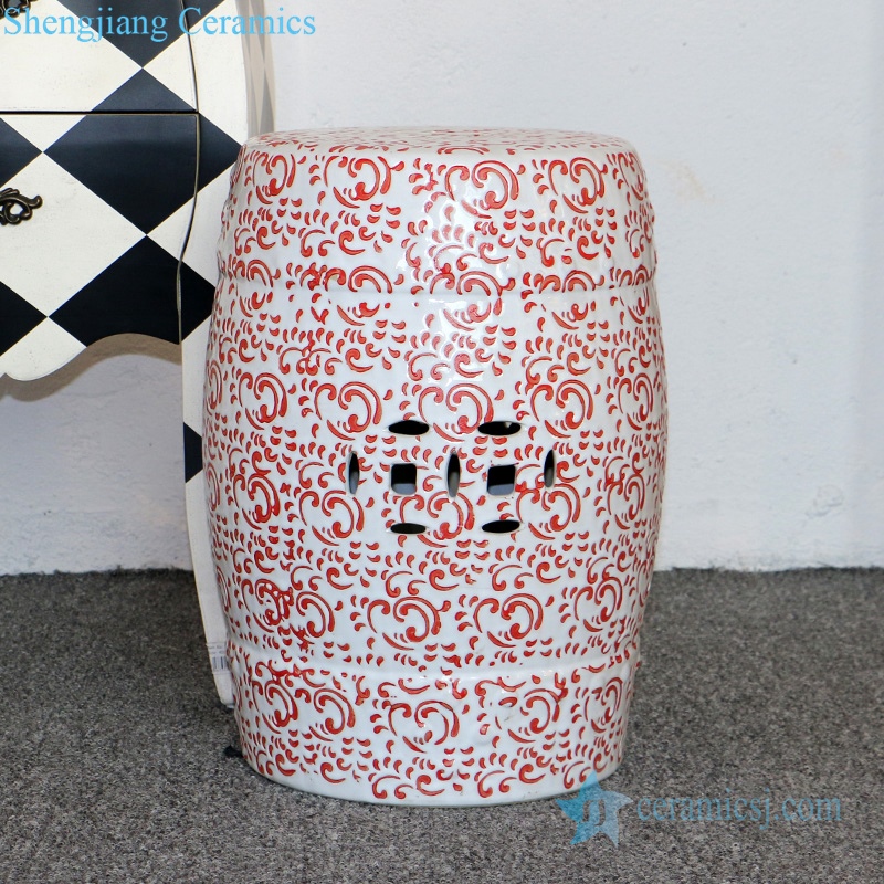 underglaze red ceramic stool 